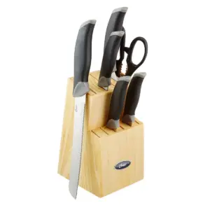 Oster Lingbergh 14 Piece Stainless Steel Cutlery Knife Set with Pine Wood Block