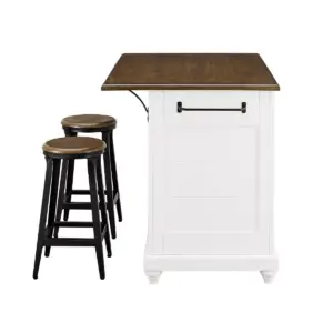 Mona Kitchen Island with 2 Stools White - Dorel Living