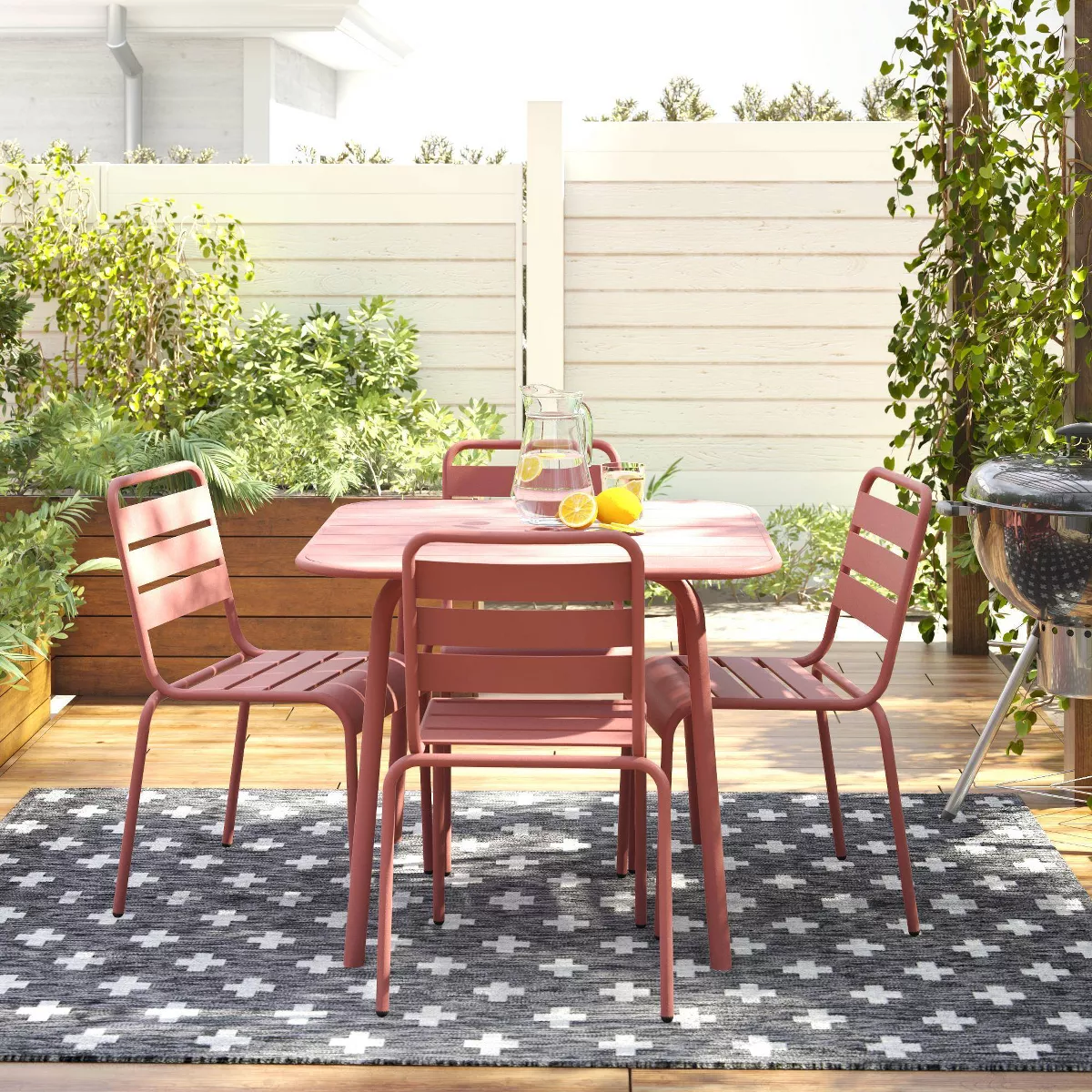 June Square Patio Dining Table - Persimmon - Novogratz