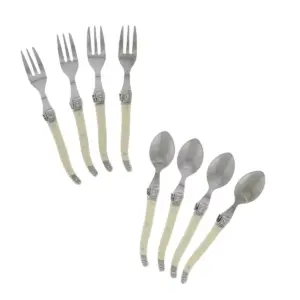 8pc Stainless Steel Laguiole Faux Ivory Dessert Flatware Set White - French Home