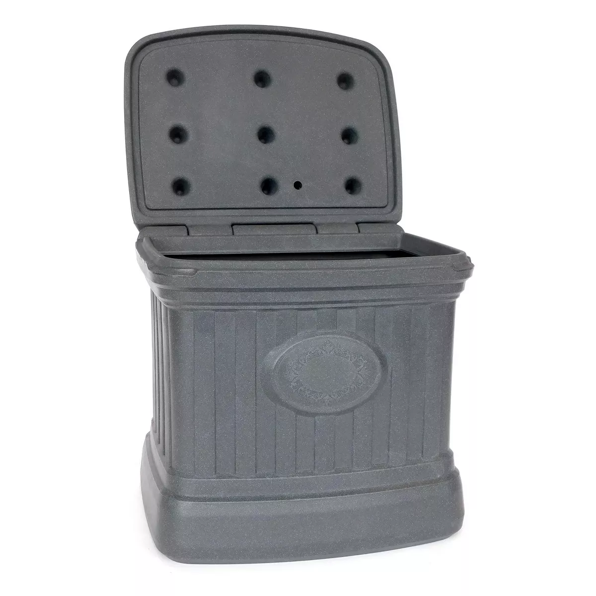 FCMP Outdoor SB120-GRY-S 20 Gallon Sand, Salt, Snow & Ice Melt De-Icer Outdoor Storage Bin Container, Gray