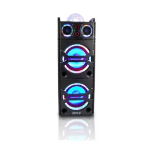 Pyle PSUFM1043BT 200 Watt Portable Outdoor Bluetooth Speaker Karaoke System with Flashing Party Lights and Wireless Microphone Included