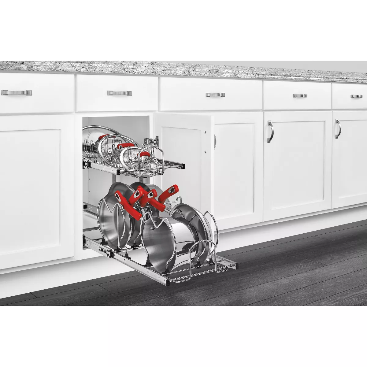 Rev-A-Shelf 5CW2-1222-CR 12-Inch 2-Tier Pots and Pans Cookware Cabinet Organizer