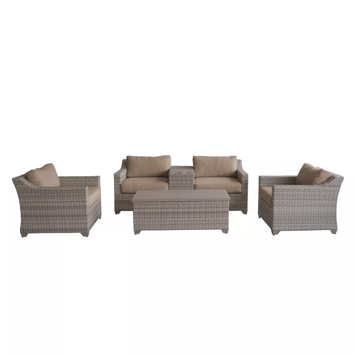 Fairmont 6pc Patio Seating Set with Cushions - Wheat - TK Classics