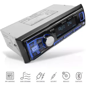 Boss Audio Systems 611UAB Single Din USB/SD AUX Bluetooth Multimedia Radio Car Stereo Receiver with USB, AUX Input, and AM/FM Radio Receiver (4 pack)