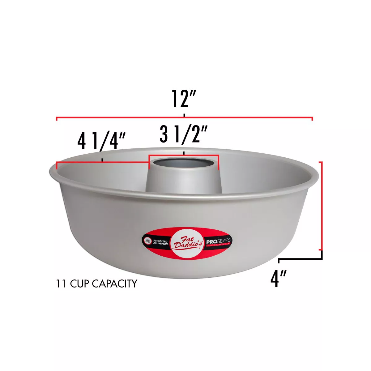 Fat Daddio's RMP-12 Anodized Aluminum Ring Mold Cake Baking Pan, 12 x 4 Inches