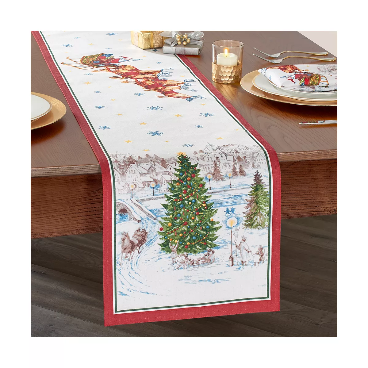 Santa's Snowy Sleighride Table Runner - 13