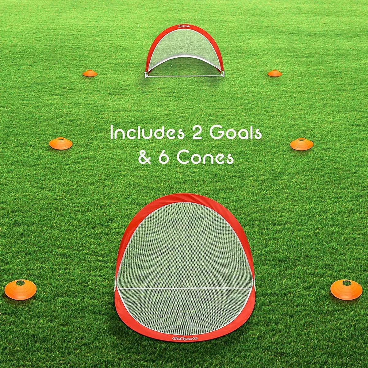 GoSports Portable Pop Up Soccer Goals for Backyard, Kids, and Adults, 6 Feet Wide, Set of 2 Nets with Agility Training Cones and Carrying Case