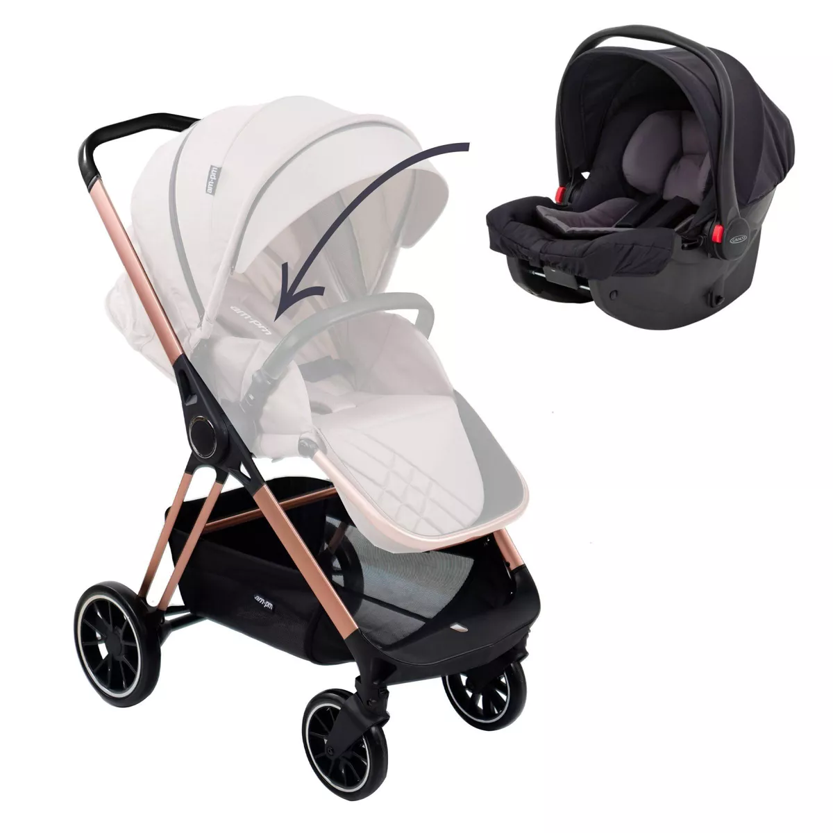 Your Babiie AM:PM Nude Victoria Full Size Stroller