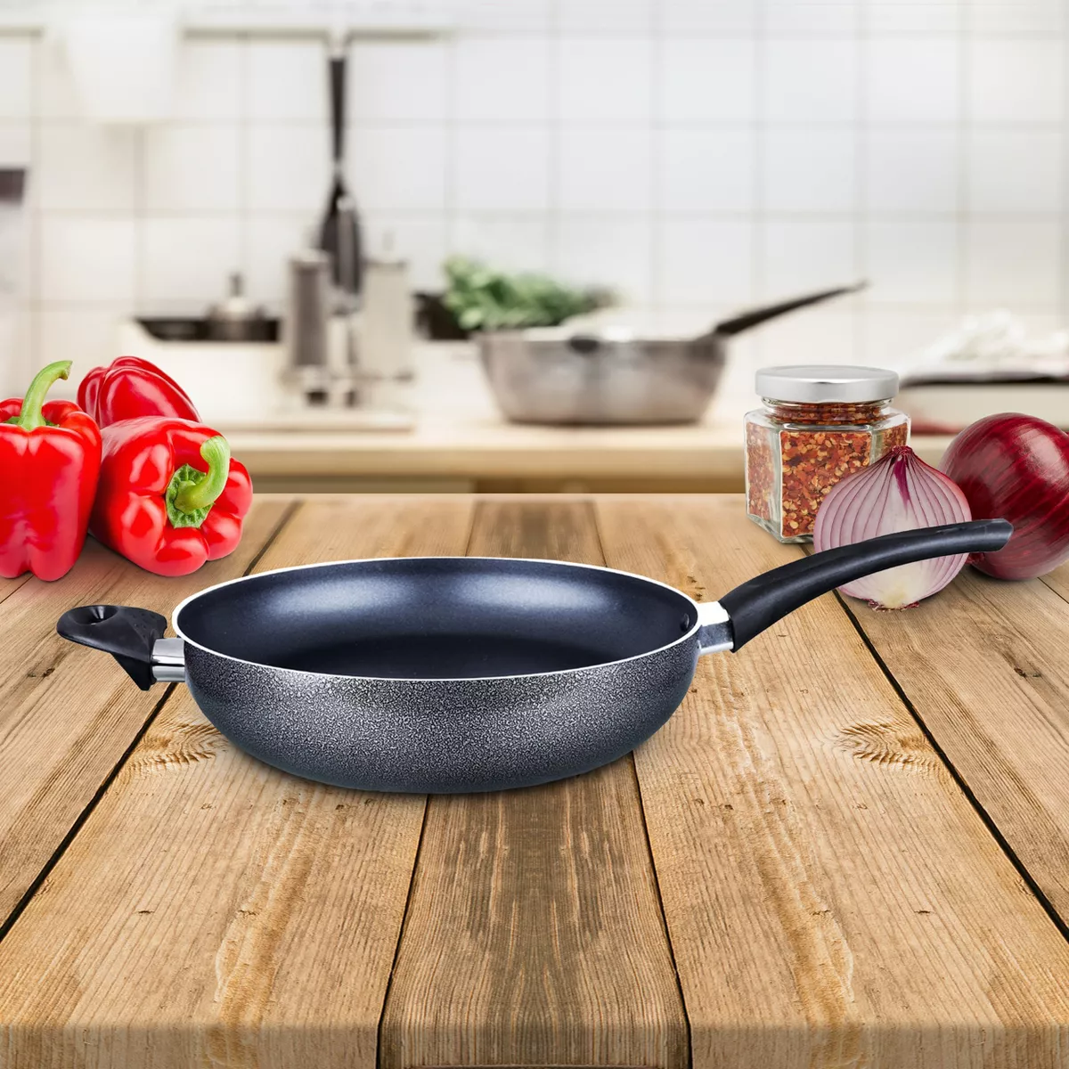 Brentwood Wok Aluminum Non-Stick 12 Inch- Gray