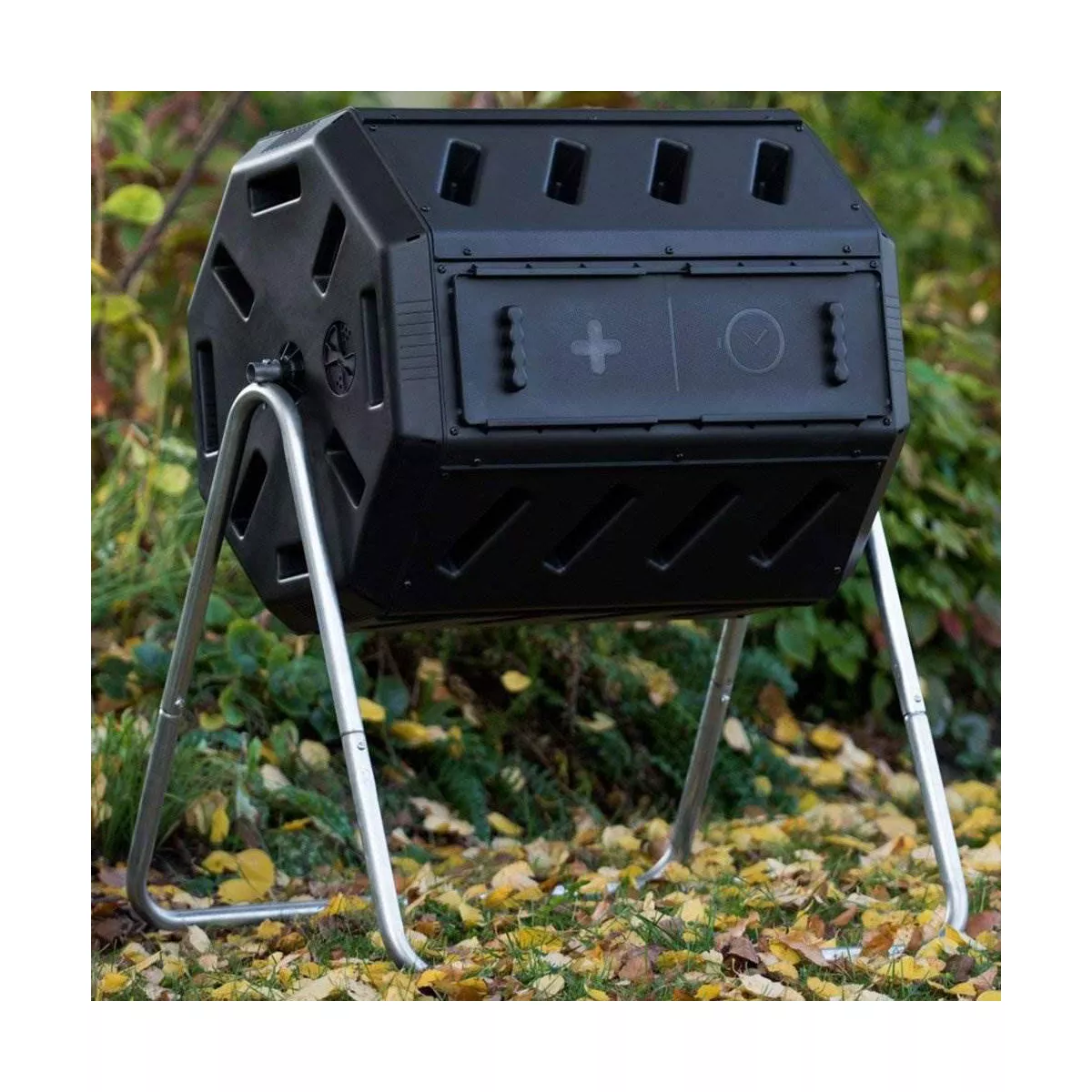 FCMP Outdoor IM4000 37-Gal Dual-Chamber Quick Curing Tumbling Composter Soil Bin
